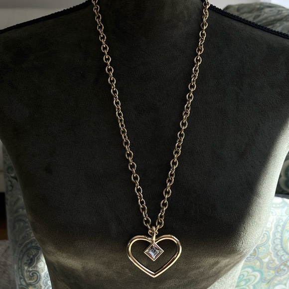 Vintage Givenchy Heart Angel Hollow Lind Diamond Rhinestone Gold Long Necklace - Picture 1 of 9